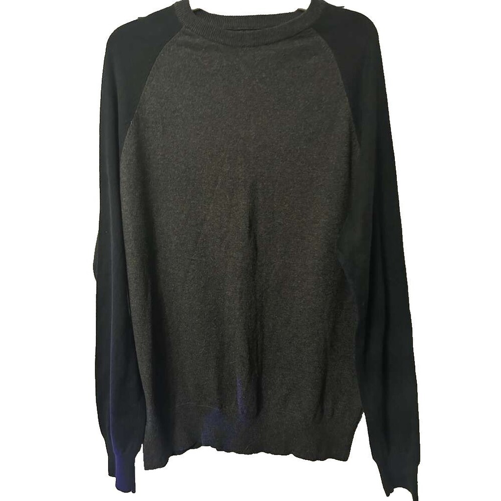 J.Crew Cotton with Cashmere Crewneck Sweater Mens XL Black Gray Pullover